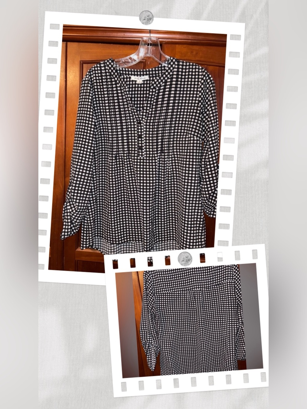 Studio Works Black and White Checkered Blouse #1553
